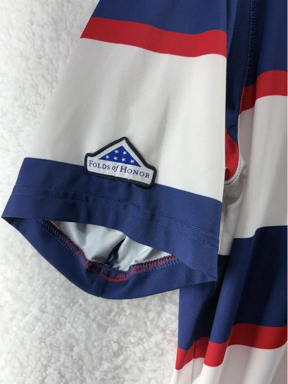 Folds of Honor Golf Polo Mens Medium Patriotic USA Striped Walter Hagen - Picture 4 of 5